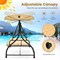 Costway Converting Outdoor Swing Canopy Hammock 3 Seats Patio Deck Furniture beige